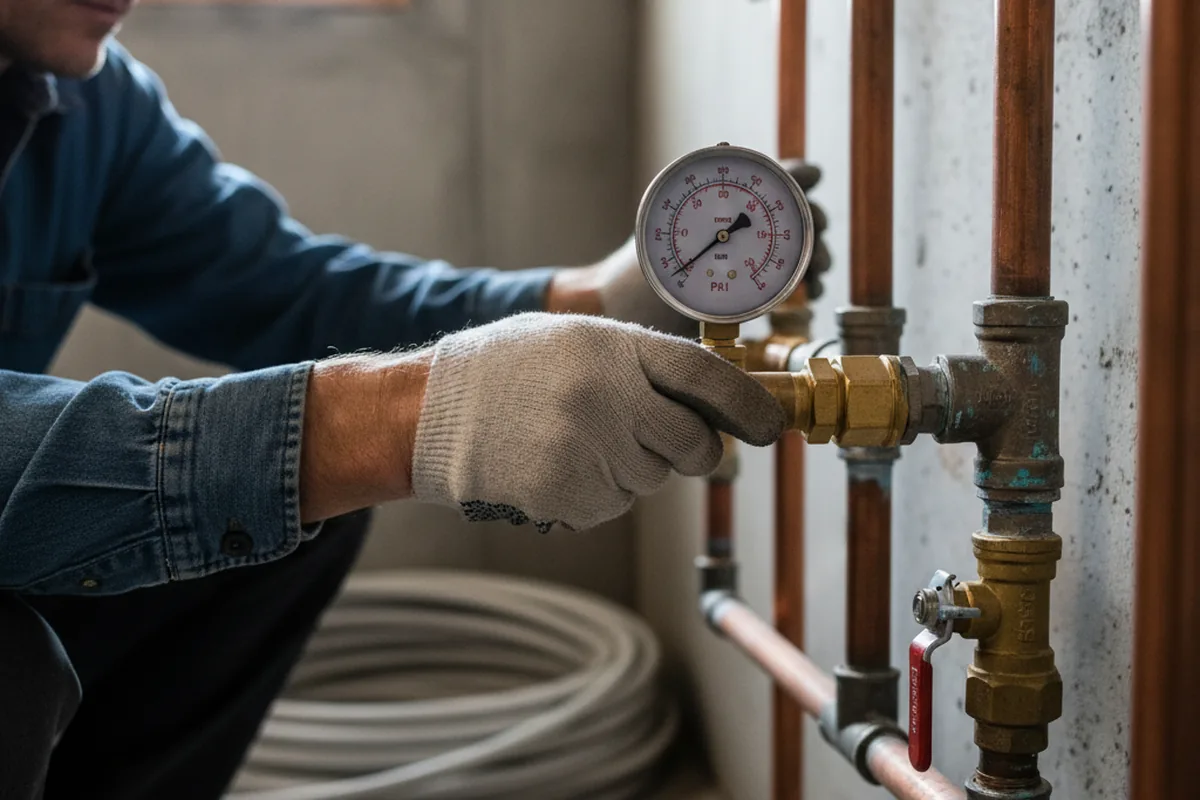 Pressure testing a repaired line during Water Line Repair in Washington